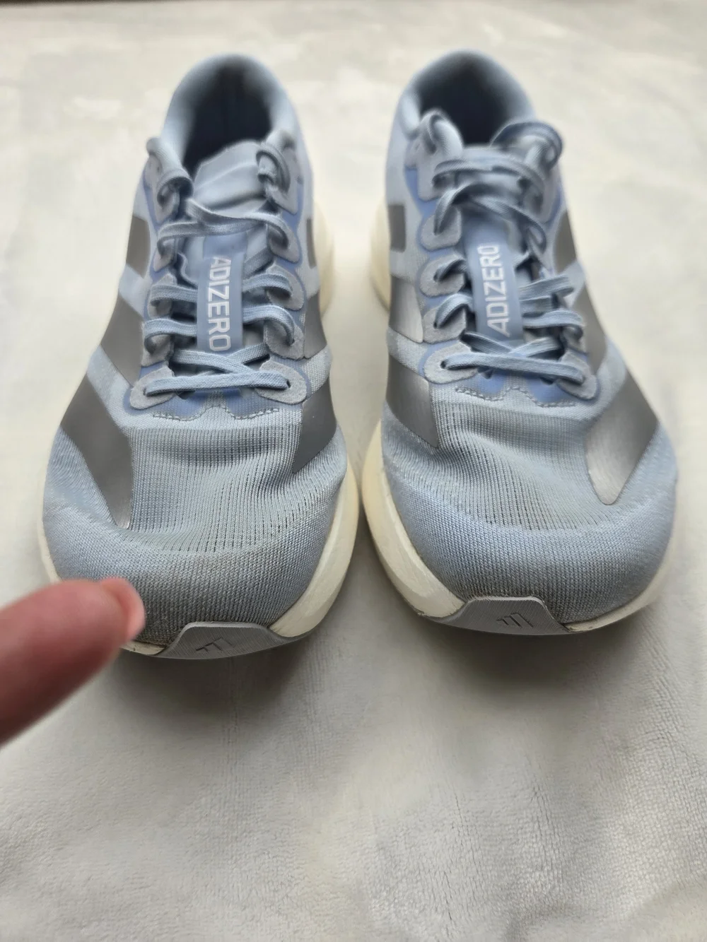 adidas Adizero EVO SL Women 8.5 Glow Blue Silver Running Shoes JS4453